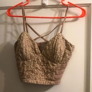 Nude lace crop top